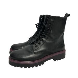 ENZO Tesoti Black Leather Laced Ankle Boots Womens Size 9 Made in Spain